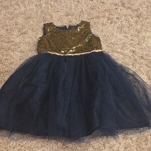 Elegant Navy and Gold Kids Formal Dress